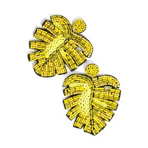 Beaded Leaf Earrings